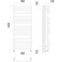 Водяной полотенцесушитель Terminus Капри П19 500х1400 Хром, нижнее подключение, G 1/2" ВР, с комплектом вентилей арт-4670078530660 — фото 4, Водяные полотенцесушители