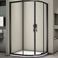 Душевой уголок Veconi Rovigo RV-08B 100х90 профиль Черный матовый стекло прозрачное арт-RV08B-10090-01-C3 — фото 1, Асимметричные душевые уголки