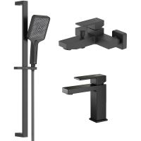 Комплект смесителей Aquatek Либра Черный матовый арт-AQ1630MB — фото 1, Готовые комплекты для ванной комнаты