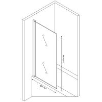 Шторка на ванну Berges River S 90х145 профиль Хром стекло прозрачное арт-065012 — фото 6, Шторки для ванной распашные