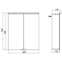 Зеркальный шкаф Emco Pure 60 с подсветкой Серебро арт-9797 050 81 — фото 6, Зеркальные шкафы в ванную