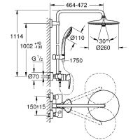Душевая система Grohe Euphoria 260 Хром арт-27473002 — фото 5, Душевые стойки