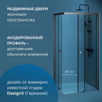 Душевой уголок AM.PM X-Joy 90х90 профиль Черный матовый стекло прозрачное арт-W94G-403-9090-BТ — фото 2, Квадратные душевые уголки