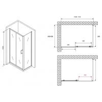 Душевой уголок Abber Schwarzer Diamant 110x60 профиль Хром стекло прозрачное арт-AG301105-S605 — фото 4, Прямоугольные душевые уголки