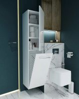 Шкаф пенал 1MarKa Соната 35 R с бельевой корзиной Белый глянцевый арт-У23259 — фото 3, Пеналы для ванной комнаты