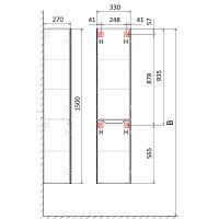 Шкаф пенал Raval Statik 33 подвесной Белый арт-Sta.04.150/P/W — фото 6, Пеналы для ванной комнаты