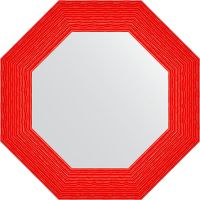 Зеркало Evoform Octagon 57х57 в багетной раме - Красная волна 89 мм арт-BY 3883 — фото 1, Зеркала в ванную комнату