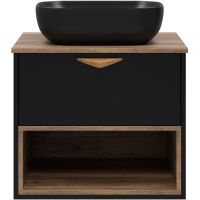 Тумба под раковину Brevita Bergen 60 подвесная Черная матовая Дуб Галифакс олово арт-BER-07060-19-02-1Я — фото 3, Тумбы под раковину