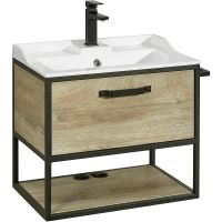 Тумба под раковину Aquaton Лофт Фабрик 65 подвесная Дуб эндгрейн арт-1A242301LTDU0 — фото 1, Тумбы под раковину