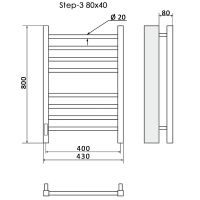 Электрический полотенцесушитель Ника Step-3 80/40 Хром арт-STEP-3 80/40 лев — фото 2, Электрические полотенцесушители