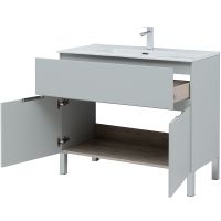 Тумба под раковину Aquanet Алвита New 100 Серая матовая арт-277556 — фото 7, Тумбы под раковину