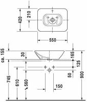 Раковина-чаша Duravit Bacino 55 Белая арт-0334520000 — фото 8, Раковины накладные