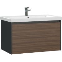 Тумба под раковину Cersanit Grande 80 подвесная Черная Орех арт-64760 — фото 1, Тумбы под раковину