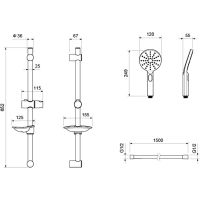 Душевой гарнитур Aquatek Оберон 3jet Хром арт-AQ2014CR — фото 2, Душевые гарнитуры на штанге