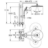 Товар: Душевая система Grohe Euphoria 310 с термостатом Хром арт-26075001 - фото 2 Душевая система Grohe Euphoria 310 с термостатом Хром арт-26075001 — фото 2, Душевые стойки