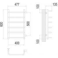 Водяной полотенцесушитель Terminus Стандарт П6 400х600 бп500 Хром, боковое подключение, G 1" НР арт-4670078530325 — фото 3, Водяные полотенцесушители
