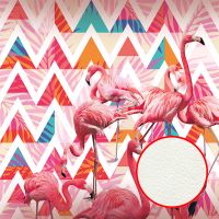 Фреска Ortograf Paradise 32233 Фактура флок FLK Флизелин (2,7*2,7) Розовый/Разноцветный, Птицы/Геометрия арт-32233 (флок FLK) — фото 1, Фрески