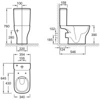 Унитаз компакт Jacob Delafon Struktura без бачка и сиденья арт-UJAJ102-WTE — фото 10, Напольные унитазы