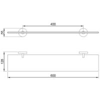 Стеклянная полка Nofer Niza Черная матовая арт-16856.N — фото 2, Полки для ванной и душа