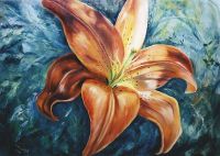 Фреска Ortograf Цветы 5582 Фактура флок FLK Флизелин (3,8*2,7) Красный/Синий, Цветы/Живопись арт-5582 (флок FLK) — фото 2, Фрески