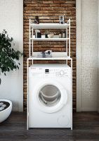 Товар: Стеллаж Sanflor 64 над стиральной машиной Белый муар арт-82613187 - фото 4 Стеллаж Sanflor 64 над стиральной машиной Белый муар арт-82613187 — фото 4, Стеллажи для ванной комнаты