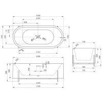 Акриловая ванна Abber 170х75 без гидромассажа арт-AB9443 — фото 8, Акриловые ванны
