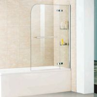 Шторка на ванну WeltWasser WW100 D2AK 100 с полотенцедержателем и полками профиль Хром стекло прозрачное арт-10000001237 — фото 1, Шторки для ванной распашные