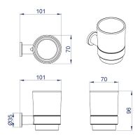 Стакан для зубных щеток Azario Forny Хром арт-AZ-88306 — фото 2, Стаканы для зубных щеток