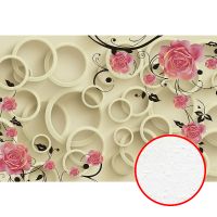 Фреска Ortograf 3D 30736 Фактура бархат FX Флизелин (4*2,7) Бежевый/Розовый, Цветы/Абстракция арт-30736 (бархат FX) — фото 1, Фрески