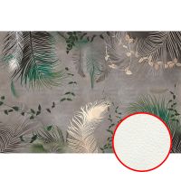 Фреска Ortograf Levity 33353 Фактура флок FLK Флизелин (4*2,7) Серый/Зеленый, Листья/Перья арт-33353 (флок FLK) — фото 1, Фрески