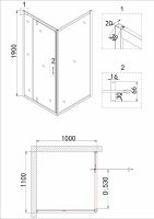 Душевой уголок Niagara Nova 110х100 профиль Холодное золото стекло прозрачное арт-NG-43-11AG-A100G — фото 5, Прямоугольные душевые уголки