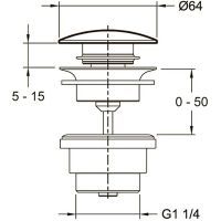 Донный клапан Jacob Delafon Noivelle Vague click-clack Золото матовое арт-E30536-BCN — фото 2, Донные клапаны