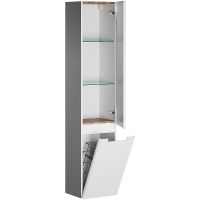 Шкаф пенал Creto Bravo 35 подвесной с бельевой корзиной Белый глянцевый арт-22-BrW35 — фото 3, Пеналы для ванной комнаты