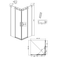 Душевой уголок Grossman Classic 90х90 профиль Черный матовый стекло прозрачное арт-300.K33.04.9090.21.00 — фото 11, Квадратные душевые уголки