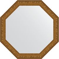 Зеркало Evoform Octagon 60х60 в багетной раме - Виньетка состаренное золото 56 мм арт-BY 3689 — фото 1, Зеркала в ванную комнату