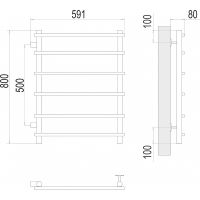 Водяной полотенцесушитель Terminus Квинта П6 500х800 бп500 Хром, боковое подключение, G 1" НР арт-4670078530172 — фото 4, Водяные полотенцесушители