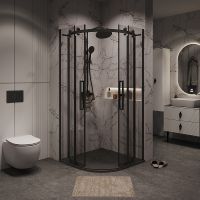 Душевой уголок Grossman Classic 100х100 профиль Черный матовый стекло прозрачное арт-301.K33.04.1010.21.00 — фото 4, Душевые уголки четверть круга