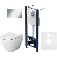 Комплект унитаза с инсталляцией AM.PM Spirit V2.0 FlashClean с сиденьем Микролифт и клавишей смыва Хром арт-IS47051.701700 — фото 1, Комплекты унитаз + инсталляция