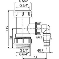 Переходник для сифона Alcaplast со штуцером 5/4 арт-A300 — фото 2, Прочие комплектующие для слива и канализации