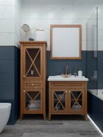 Шкаф пенал Creto Vetra 55 R Орех арт-15-16056NR — фото 2, Пеналы для ванной комнаты