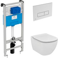 Комплект унитаза с инсталляцией Ideal Standard Tesi Aqua Blade с сиденьем Микролифт и клавишей смыва Хром арт-TT00002/121AA — фото 1, Комплекты унитаз + инсталляция