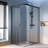 Душевой уголок AM.PM X-Joy 120х90 профиль Черный матовый стекло прозрачное арт-W94G-403-12090-BТ — фото 7, Прямоугольные душевые уголки