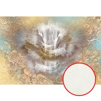 Фреска Ortograf 3D 6706 Фактура флок FLK Флизелин (4*2,7) Бежевый/Бирюзовый, Цветы/Абстракция арт-6706 (флок FLK) — фото 1, Фрески