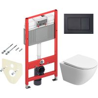 Комплект унитаза BelBagno Uno-Tor BB5177CH-TOR/SC с инсталляцией Tece Now 9400414 с сиденьем Микролифт и Черной матовой клавишей смыва арт-BB5177CH-TOR/SC+9400414 — фото 1, Комплекты унитаз + инсталляция