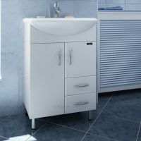 Тумба под раковину СанТа Стандарт 55 Белая арт-201088 — фото 6, Тумбы под раковину