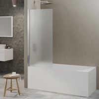 Шторка на ванну Berges River S 80х145 профиль Хром стекло матовое арт-065019 — фото 1, Шторки для ванной распашные