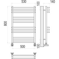 Водяной полотенцесушитель Terminus Нойс П12 500x800 Хром, нижнее подключение, G 1/2" ВР, с комплектом вентилей арт-4630080268401 — фото 4, Водяные полотенцесушители