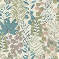 Обои RASCH Garden Винил на флизелине (0,53*10,05) Бежевый/Зеленый/Розовый, Листья/Цветы арт-465310 — фото 1, Обои для стен