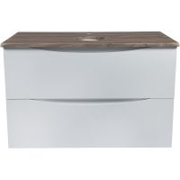 Тумба под раковину Bond Cube 80 подвесная Белая матовая Дуб арт-T09805 — фото 2, Тумбы под раковину