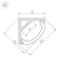 Профиль алюминиевый Arlight накладной для контурной подсветки Серебристый арт-036321 — фото 3, Профили для светодиодных лент